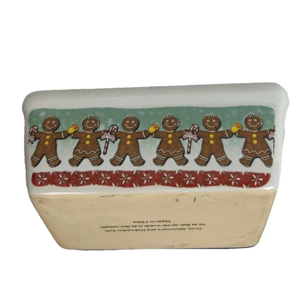 Christmas Gingerbread Ceramic Loaf Pan Dish Baking Dish 6” Holiday Oven Safe